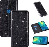 Voor Huawei Mate 20 Ultradunne Glitter Magnetische Horizontale Flip Leren Case met Houder & Kaartsleuven (Zwart)