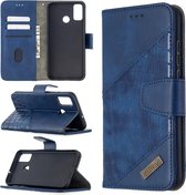 Voor Huawei Honor 9X Lite Bijpassende Kleur Krokodil Textuur Horizontale Flip PU Lederen Case met Houder & Kaartsleuven & Portemonnee (Blauw)