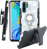 Voor Huawei P30 Pro 3 in 1 Cube PC + TPU beschermhoes met 360 graden draaien zilveren ringhouder (zilver)