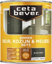 CetaBever Binnen Deur, Kozijn & Meubel Beits - Zijdeglans - Black Wash - 750 ml