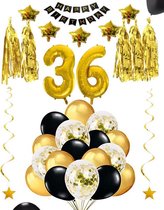 Paquet de fête d'anniversaire de 36 ans Décoration Ballons pour la fête de 36 ans. Ballons Guirlandes étoiles Figurines Gonflables 36