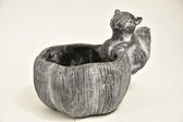 Bloempot - Eekhoorn - antraciet/grijs - Eekhoorn op pot  23,5x16x16,5cm Cement Black-Wash