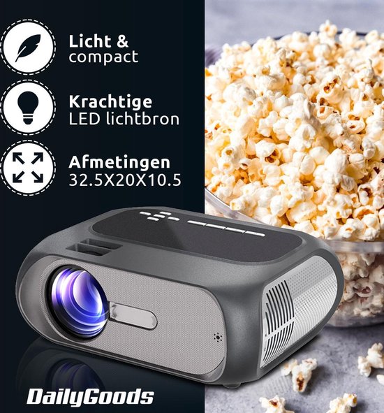 Dailygoods Mini Beamer – HD – Beamer Projector- HDMI – WiFi - 5000 Lumen - Dailygoods