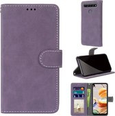 Voor LG K61 Retro Frosted Horizontale Flip PU lederen tas met houder & kaartsleuven & portemonnee & fotolijst (paars)