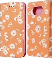 Voor Xiaomi Poco X3 NFC Glinsterende Daisy Magnetische Horizontale Flip Leren Case met Houder & Kaartsleuven & Fotolijst (Oranje)