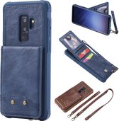 Voor Galaxy S9 + Verticaal Flip Schokbestendig Leren Beschermhoes met Lang Touw, Kaartsleuven & Beugel & Fotohouder & Portemonnee Functie (Blauw)