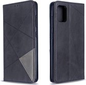 Voor Galaxy A51 Rhombus Texture Horizontal Flip Magnetische lederen tas met houder en kaartsleuven (zwart)