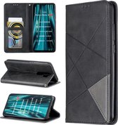 Voor Xiaomi Redmi Note 8 Pro Rhombus Texture Horizontal Flip Magnetische lederen tas met houder en kaartsleuven (zwart)