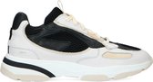 Manfield - Dames - Beige leren sneakers met zwarte details - Maat 40