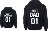 Hoodie heren-zwart-voor vader-vaderdag cadeau-Best Dad Best Daughter-Maat M