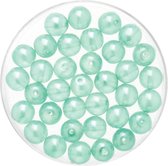 150x stuks sieraden maken Boheemse glaskralen in het transparant aqua blauw van 6 mm - Kunststof reigkralen