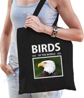 Dieren Amerikaanse zeearend foto tas katoen volw + kind zwart - birds of the world - kado boodschappentas/ gymtas / sporttas - arenden