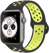 Sportbandje - Siliconen Bandje - Neon Geel/Zwart - Geschikt voor Apple Watch - 42/44 mm - M/L