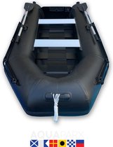 AQUAPARX professionele rubberboot 280PRO MKIII Zwart – opblaasboot voor 4 personen met 350kg draagvermogen – veilig, stabiel en snel vaarklaar – geschikt voor iedere weersomstandig