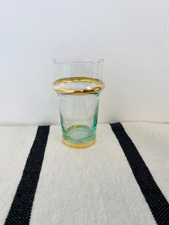 Traditioneel Beldi Glas |Set van 6 | Goud | Marokkaans Glas Design| L