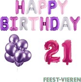 21 jaar Verjaardag Versiering Ballon Pakket Pastel & Roze