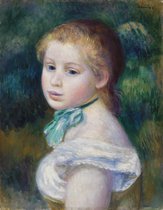 Kunst: Hoofd van een jong meisje, 1885 door Pierre Auguste Renoir. Schilderij op aluminium, formaat is  60x100 CM