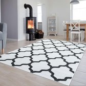 Tapiso Luxury Vloerkleed Wit Woonkamer Trellis Modern Tapijten Maat- 120x170