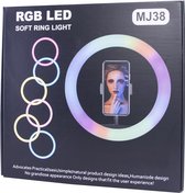 RGB LED Soft Ring Light MJ38 15inch diameter  (39cm) Ring Lamp diverse kleuren met statief