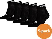 HEAD Quarter Sokken - 5 paar enkelsokken - Unisex - Zwart - Maat 43/46