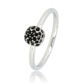 My Bendel - Mooie ring zilver met zwarte zirkonia stenen - Fijne ring met zwarte zirkonia stenen, gemaakt van mooi blijvend edelstaal - Met luxe cadeauverpakking