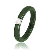My Bendel - Groene keramieken ring met zirkonia steen - Onbreekbare groene ring met zirkonia - Met luxe cadeauverpakking