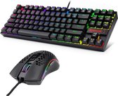 Redragon Gaming Set Kumara RGB + Storm | Mechanische gaming toetsenbord + 12400 DPI gaming muis | Qwerty keyboard - Mechanical keyboard met RGB verlichting | Lichtgewicht gaming mu