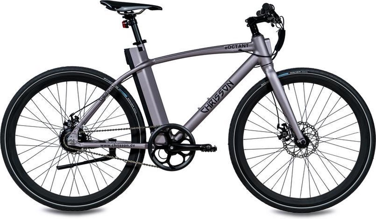 Chrisson eOctant 1-speed e-bike met kettingaandrijving grijs