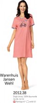 Dames Nachthemd 'Bicycle' - flamingo roze - in de maat 44/46