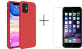 iPhone 11 pro hoesje rood - iPhone 11 pro siliconen case - hoesje Apple iPhone 11 pro rood – iPhone 11 pro hoesjes cover hoes - telefoonhoes iPhone 11 pro - 1x screenprotector iPho