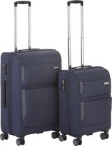 Kofferset Hybride Handbagage 55cm + reiskoffer 69cm - TSA-slot en 4 dubbele wielen – Lichtgewicht met veel vakken - 100 liter - Blauw