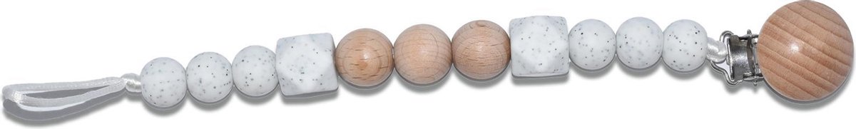 Speenkoord - Grijs - koord - Kralen - Speen - Hout - Speenclip - Kraamcadeau - Spenenketting