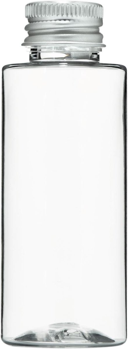 Lege plastic fles 50 ml PET transparant - langwerpig, met aluminium dop - set van 10 stuks - Navulbaar - Leeg