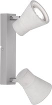LED Plafondspot - Nitron Antyna - GU10 Fitting - 6W - Warm Wit 3000K - 2-lichts - Rond - Beton Look - Aluminium