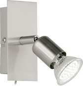LED Wandspot - Nitron Nimo - GU10 Fitting - 3W - Warm Wit 3000K - 1-lichts - Rechthoek - Mat Nikkel - Aluminium