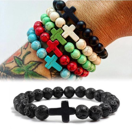 Flongo Maria kruisarmband voor dames: zilver, verstelbaar, roestvrij staal, Maagd Maria, armband