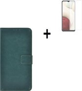 Samsung Galaxy A32 Hoesje - 5G - Samsung Galaxy A32 Screenprotector - Samsung A32 Hoes Wallet Bookcase Groen + Screenprotector