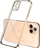 iPhone 12 Pro Max Hoesje – Goud – Gold – Luxe – Schokbestendig – Transparant – Silicone  – Cover –
 Backcover - Clear - Geschikt voor Apple – Case – Shockproof - Bescherming – Smartphone – 
