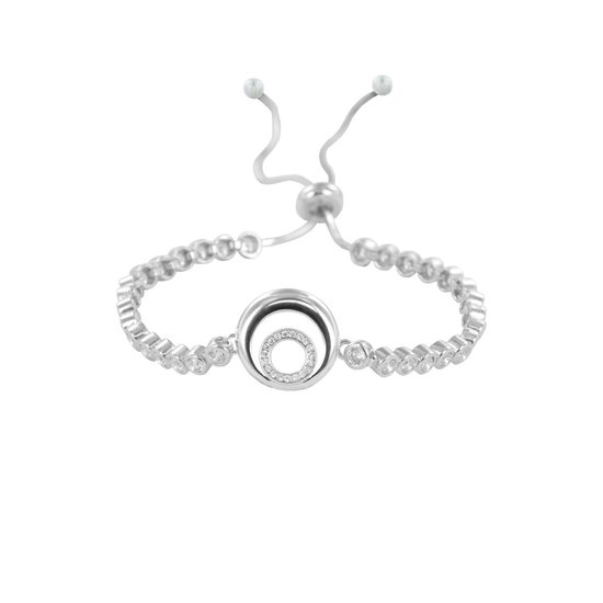 Silventi 9SIL-21303 Zilveren Armband - Dames - Zirkonia - Cirkels - Lengte Verstelbaar - 16 tot 24 cm - Rhodium - Zilver