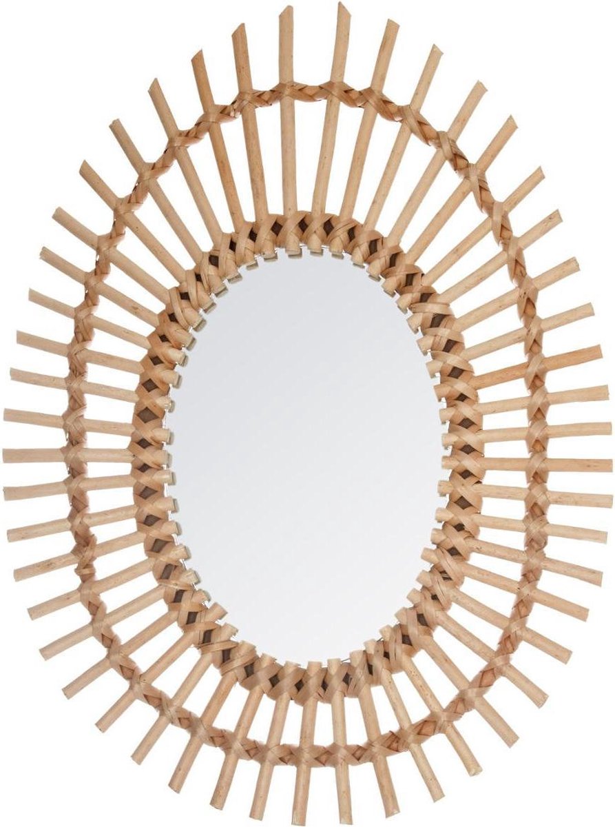 Atmosphera spiegel rotan ovaal - Wandspiegel - 43 x 58 cm Beige