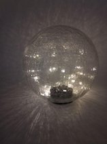 Kynast Solar 20cm glazen sfeerlamp craquelé glas met 20 LEDs