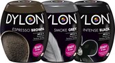 Dylon Textielverf - Intense Black, Smoke Grey & Espresso Brown Pakket