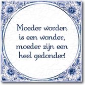 Delft Blue Spell Tile - Devenir mère est un miracle, une mère est beaucoup de problèmes!