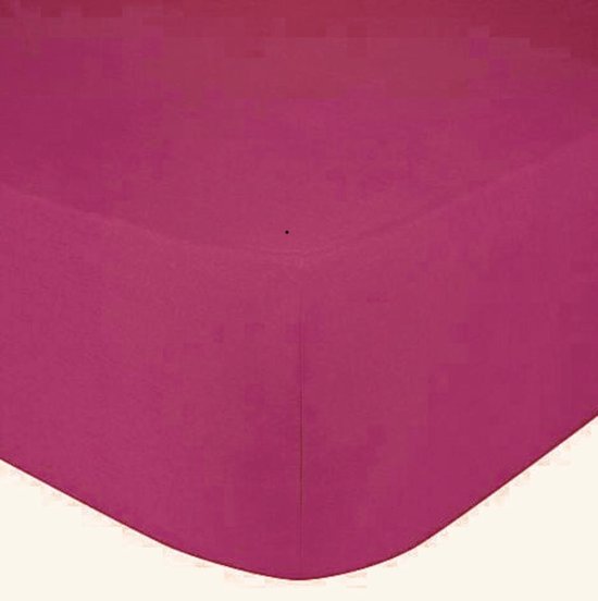Dekbeddenwereld- hoeslaken- jersey- stretch- tweepersoons- 140x200+30cm- geschikt voor boxspring- hot pink