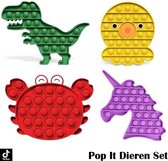 Pop It Dieren Set - 4-delig - Fidget Pad - Pop It Dino - Pop It Krab - Pop It Octopus - Pop It Unicorn - Fidget Toys - Kinderspeelgoed