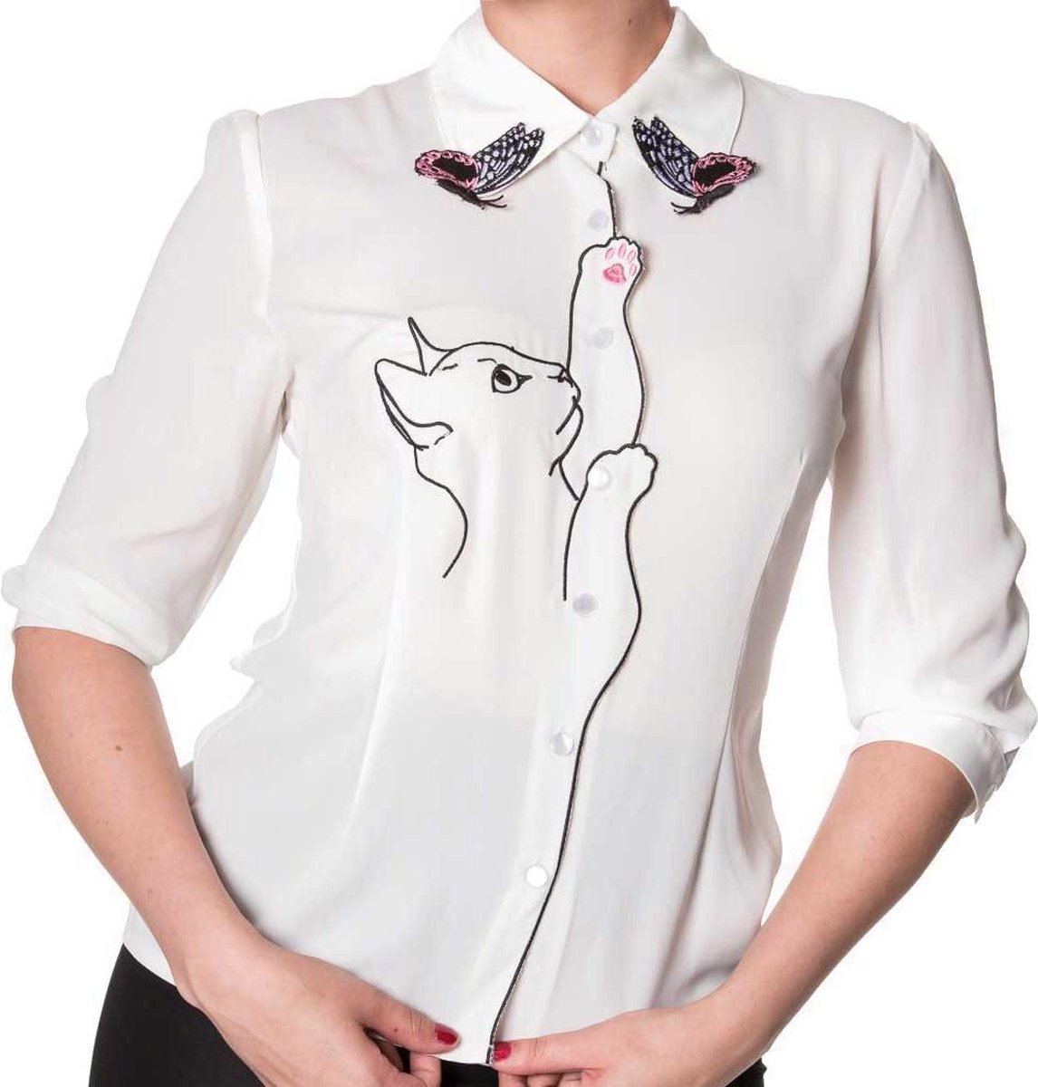 Dancing Days - Snow Bird Blouse - XL - Wit