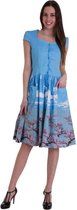 Dancing Days Flare jurk -3XL- ORIENTAL BLOSSOM Blauw