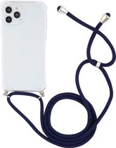 Mobigear Telefoonhoesje geschikt voor Apple iPhone 12 Pro Max Flexibel TPU | Mobigear Lanyard Hoesje met koord - Transparant /Donkerblauw | Transparant,donkerblauw