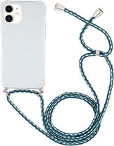 Apple iPhone 12 Mini Hoesje - Mobigear - Lanyard Serie - TPU Hoesje met koord - Transparant / Groen - Hoesje Geschikt Voor Apple iPhone 12 Mini