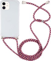 Apple iPhone 12 Mini Hoesje - Mobigear - Lanyard Serie - TPU Hoesje met koord - Transparant / Rood - Hoesje Geschikt Voor Apple iPhone 12 Mini